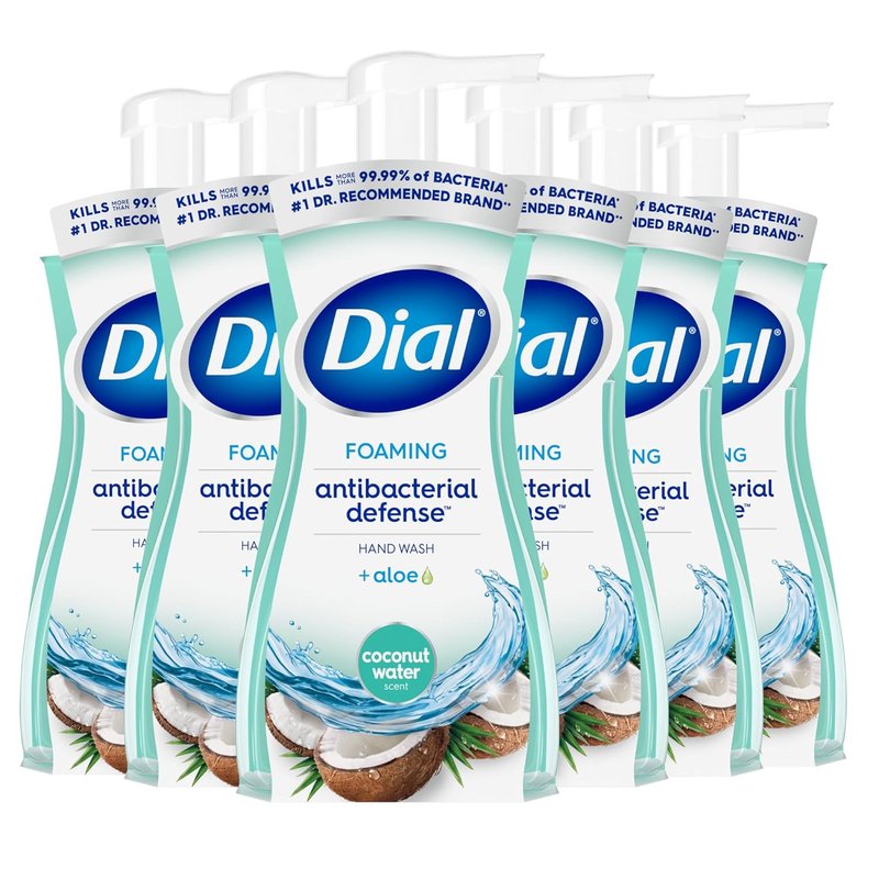 Dial Antibacterial Foaming Hand Wash - Coconut Water Scent | 7.5 fl oz (Pack of 6)