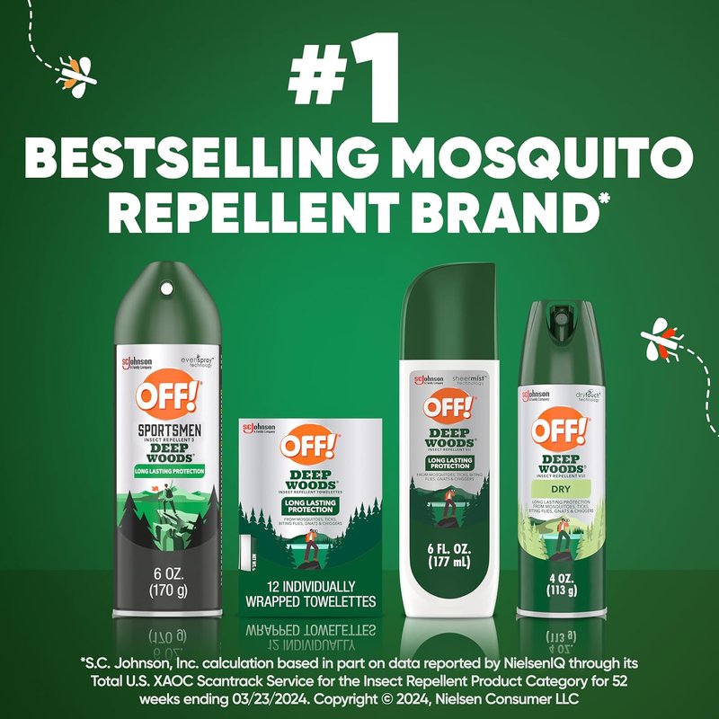 OFF! Deep Woods Mosquito Repellent Wipes - Long-Lasting Protection | 12 Individually Wrapped Wipes