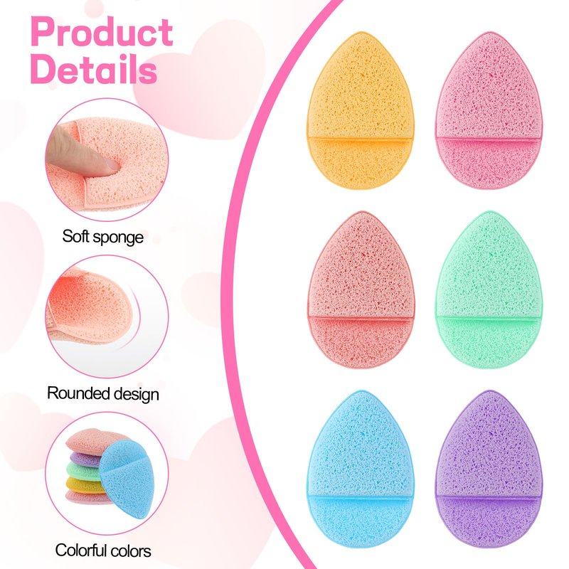 6 PCS Face Sponges for Cleansing and Exfoliating Facial Sponges for Washing Face Cleansing Puff Colorful Reusable Makeup Remover Exfoliating Pads for Daily Clean