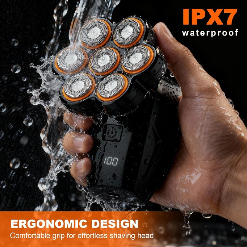 Head Shavers for Bald Men | Rechargeable Electric Razor - 120min Runtime, Waterproof Wet/Dry Grooming Kit