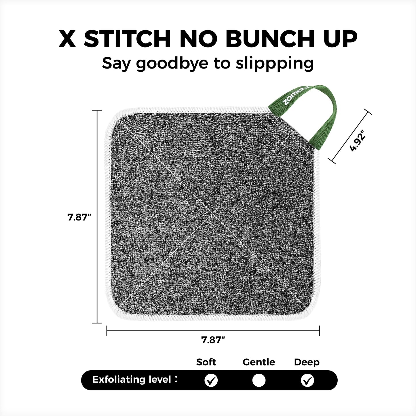 ZOMCHI 2 Count Washcloth, Exfoliating Washcloth for Dead Skin Removal, Dual Sided Exfoliating Washcloths (Deep and Soft)