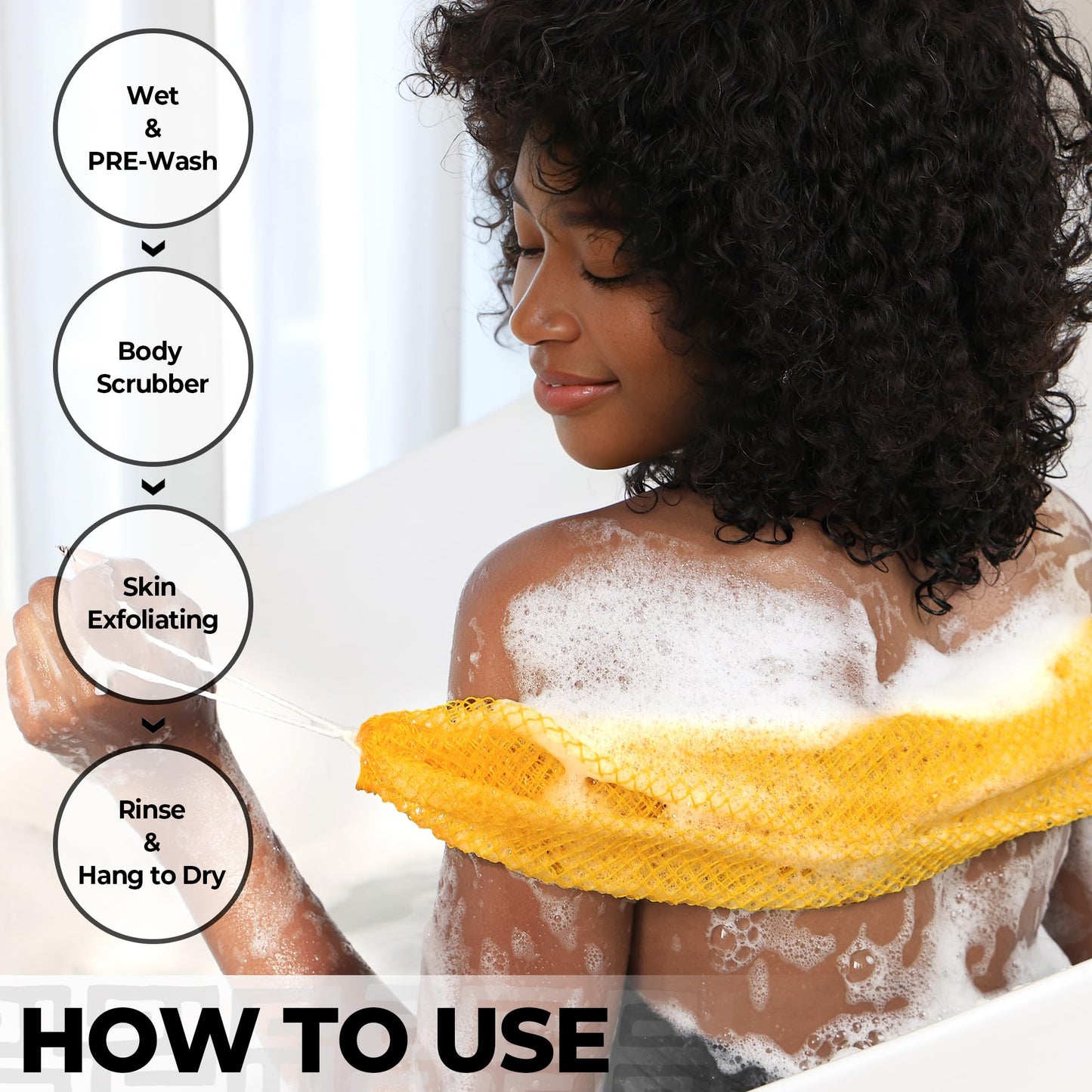 African Net Sponge Authentic - Exfoliating Back Scrub Bath Sponge with Knots - Afro Scrub Body Scrubber Exfoliator Washcloth - African Body Care Daily Use Shower Essentials