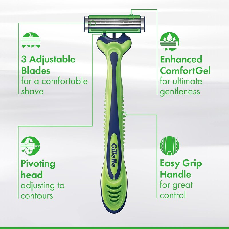 Gillette Sensor3 Sensitive Disposable Razors - 4 Pack for Gentle Shaving Comfort