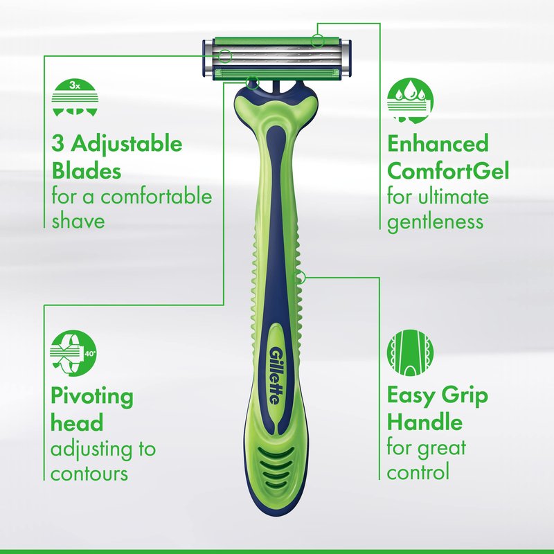 Gillette Sensor3 Sensitive Men's Disposable Shaving Razors, 12 Count