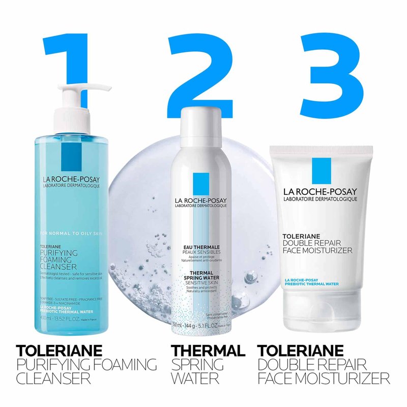La Roche-Posay Toleriane Purifying Foaming Facial Cleanser, Niacinamide + Ceramides + Prebiotic Thermal Water, Oil Free Face Wash For Oily Skin, Pore Cleanser Safe For Sensitive Skin, Soap Free