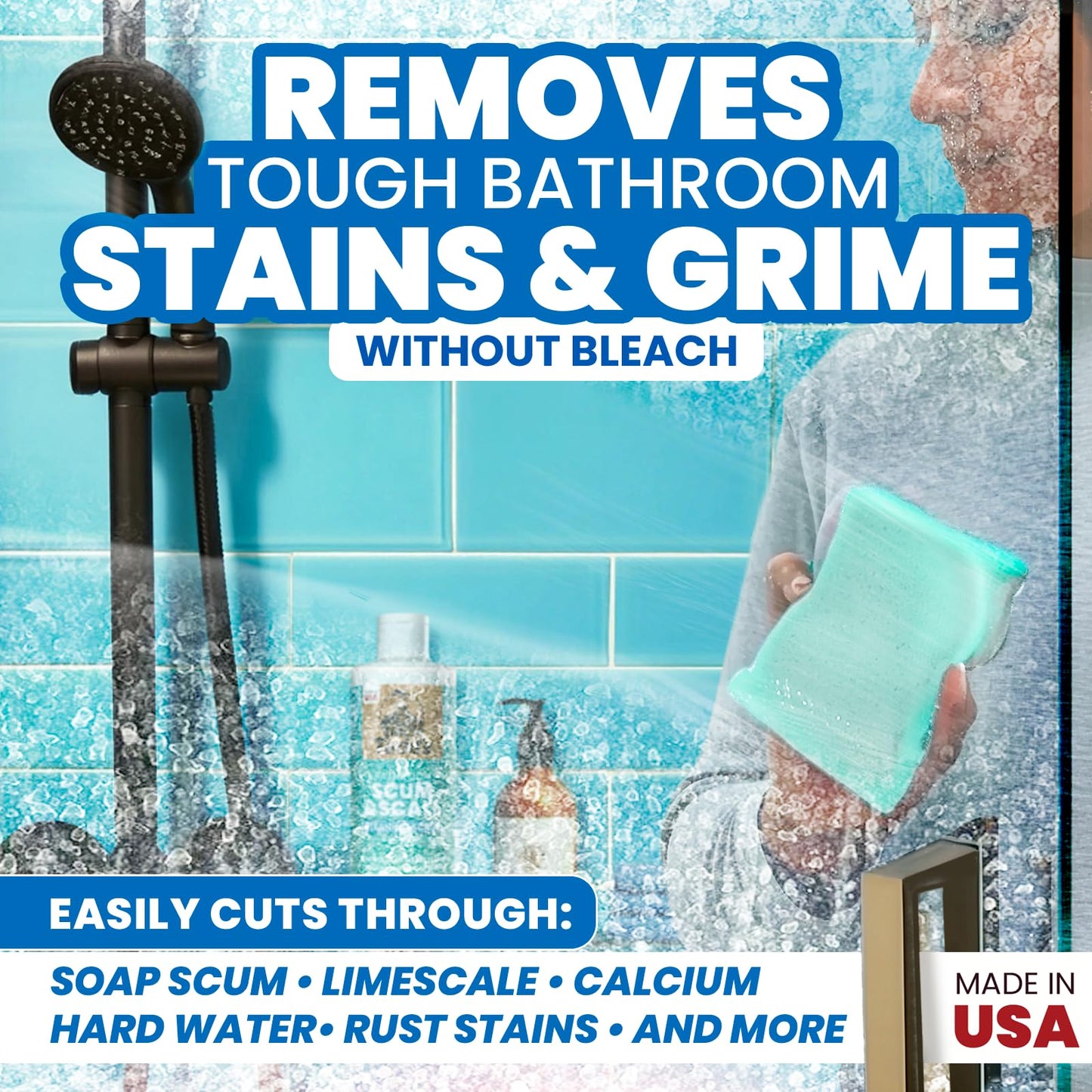 Uncle Todd's 16 oz Heavy Duty Hard Water Stain Remover & Soap Scum Remover for Shower - All Purpose Bathroom Cleaner Works on Glass Doors, Tiles, Bathtub, Toilet & Sink - Bleach-Free Mint Paste