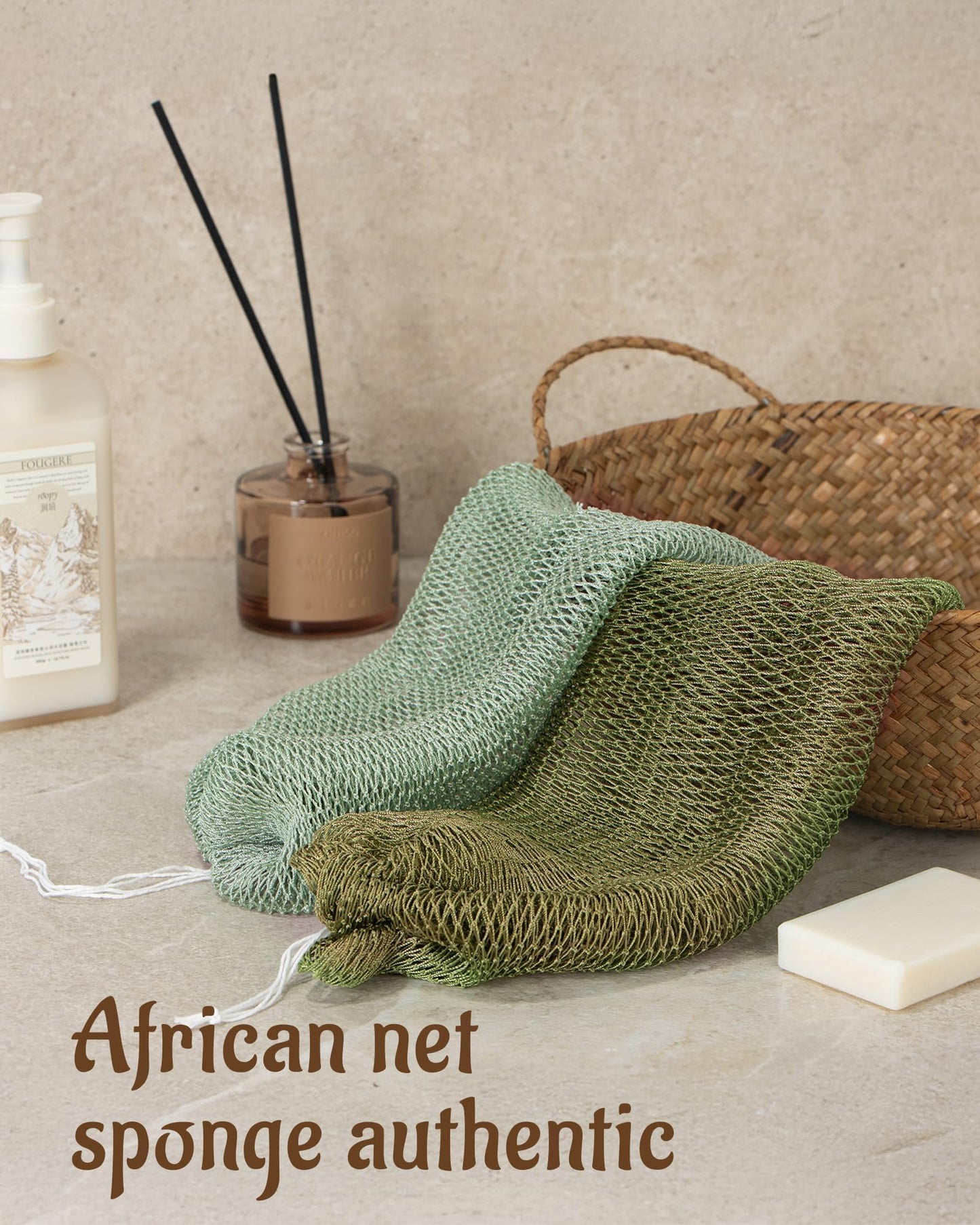 Yiclick African Net Sponge Authentic with Knots 2 Pack - Exfoliating Washcloth Towel, Back Scrubber for Shower Bath, Exfoliating Body Scrubber Exfoliator, African Rags Wash Cloth Loofah Lufa Sponge