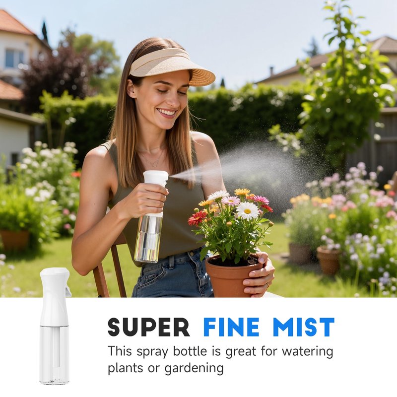 3 Pack Continuous Spray Bottles - Ultra Fine Mist Sprayer, Refillable Water Sprayer for Hairstyling, Plants, Pets, Cleaning, Skincare (6.8 OZ/200ML,White)