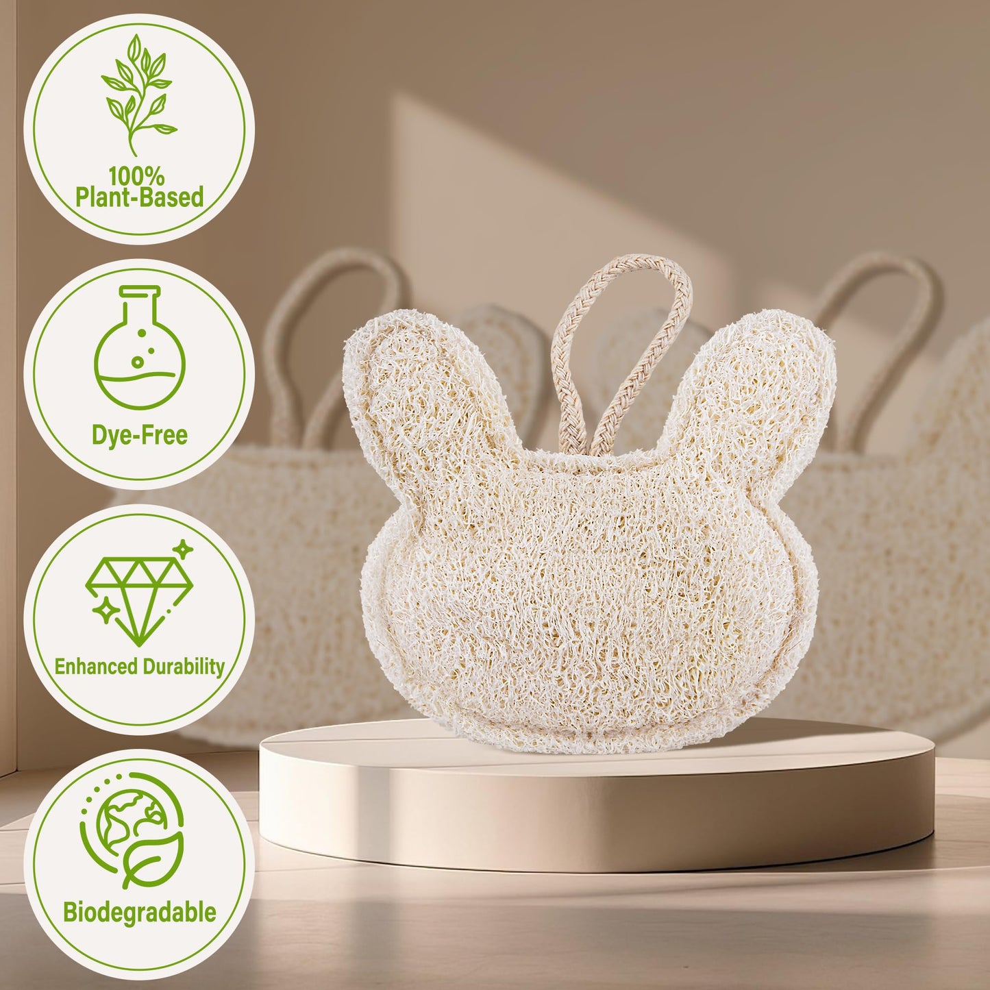 Travel Loofah Sponge for Women & Men, Natural Shower Exfoliating Body Scrubber for Deep Clean, Quick-Drying, Lightweight Travel Sponge, Rich Lather (2 Pack)