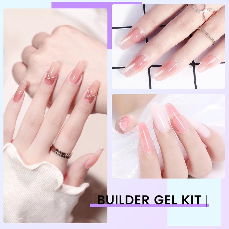 Builder Gel for Nails - Hard Gel for Nail Extensions & 3D Sculpting | White, Transparent, Pink, Nude - 5.3 fl oz (150 g)