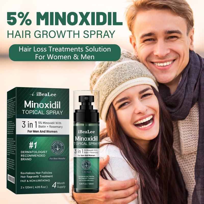 5% Minoxidil for Men - Minoxidil for Women Hair Growth Treatment Beard Growth Serum,Biotin & Rosemary to Fight Hair Loss, Strengthens Weak Roots, Repairs Thinning Hair