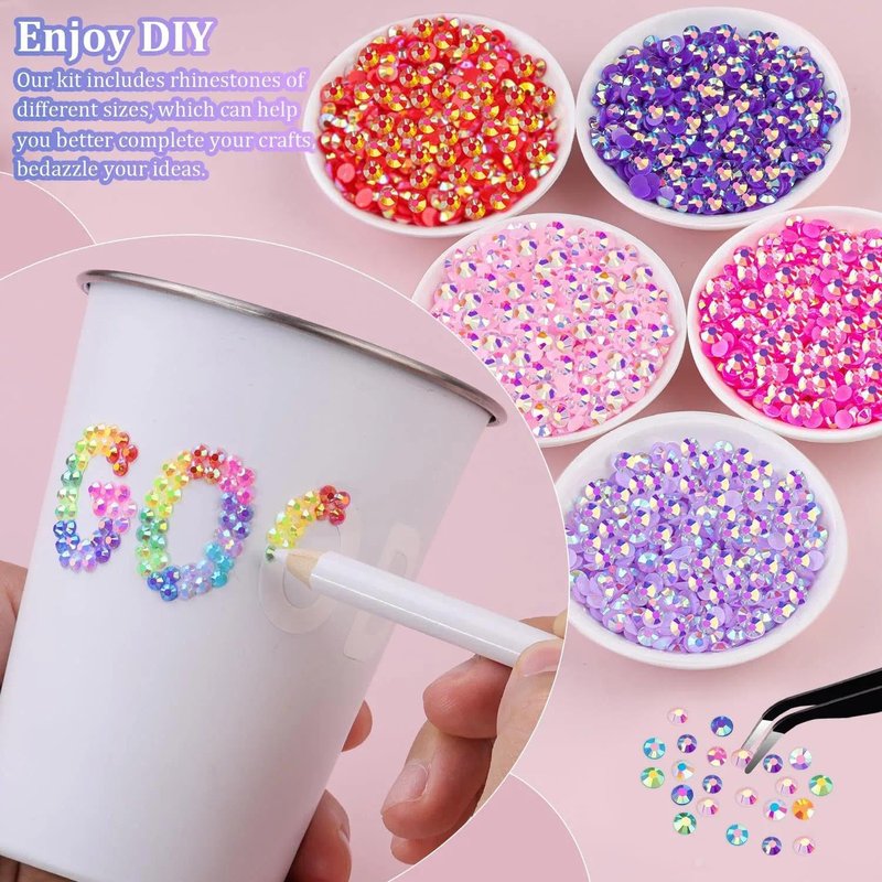Bedazzler Kit with Rhinestones, Colorful DIY Resin Rhinestone Kit for Bedazzling, Resin Jelly Rhinestones for Bedazzling Kit for Diamond Art Bedazzling Nail Art Crafting Makeup