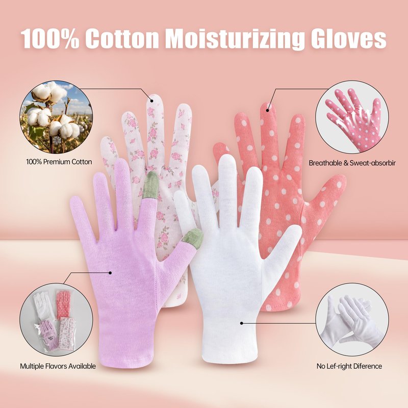 HandLove Premium 100% Cotton Gloves | Moisturizing Gloves for Dry Hands | Overnight Sleeping & Eczema | Pure White, 12 Pairs, Christmas Dress-Up Gloves