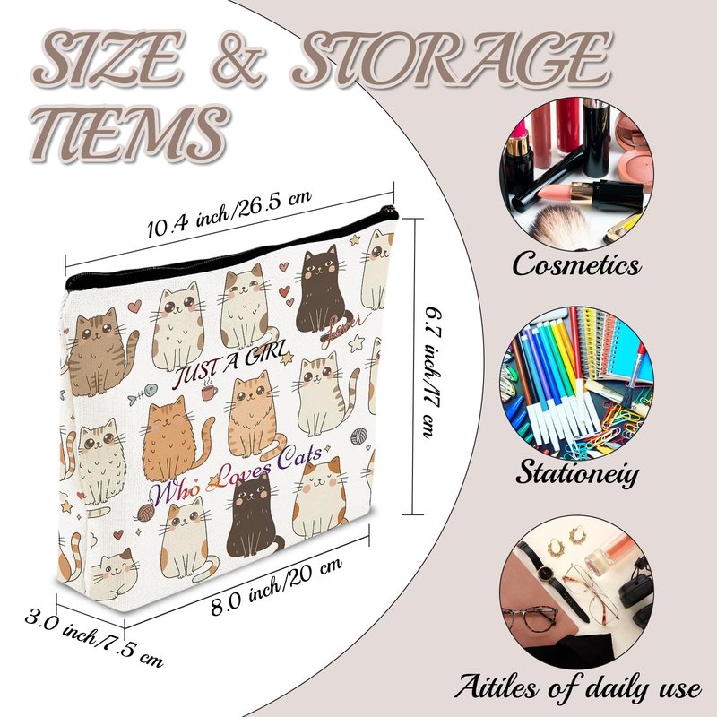 HBOPAN Cat Gifts for Women Makeup Bag, Cats Themed Lady Gift, Gifts for Girls Who Love Cats,Stuff for Teens Girls Daughter Birthday Decorations women Cosmetic Bags (cat13)