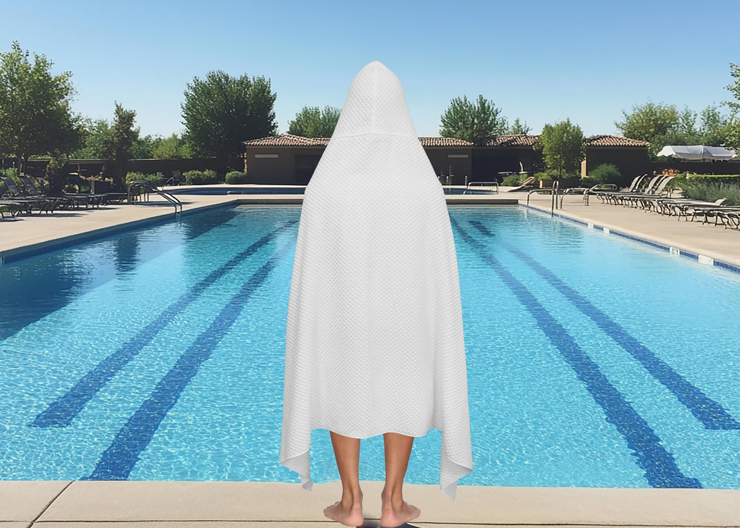 COTTON CRAFT Hooded Bath Towel – Oversized 35 x 70 Waffle Weave Towel with Hood for Adults - 100% Ringspun Cotton Pool Bath Sheet Wrap with Hood - Soft Super Absorbent Quick Dry – 450 GSM – White
