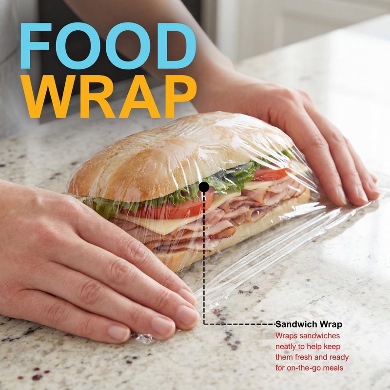PAMI 12'' x 2000 FT PVC Cling Wrap, Heavy Duty Plastic Food Wrap with Slide Cutter, Clear Stretch Film, Strong Cling, Food Safe, for Commercial & Home Kitchen Use