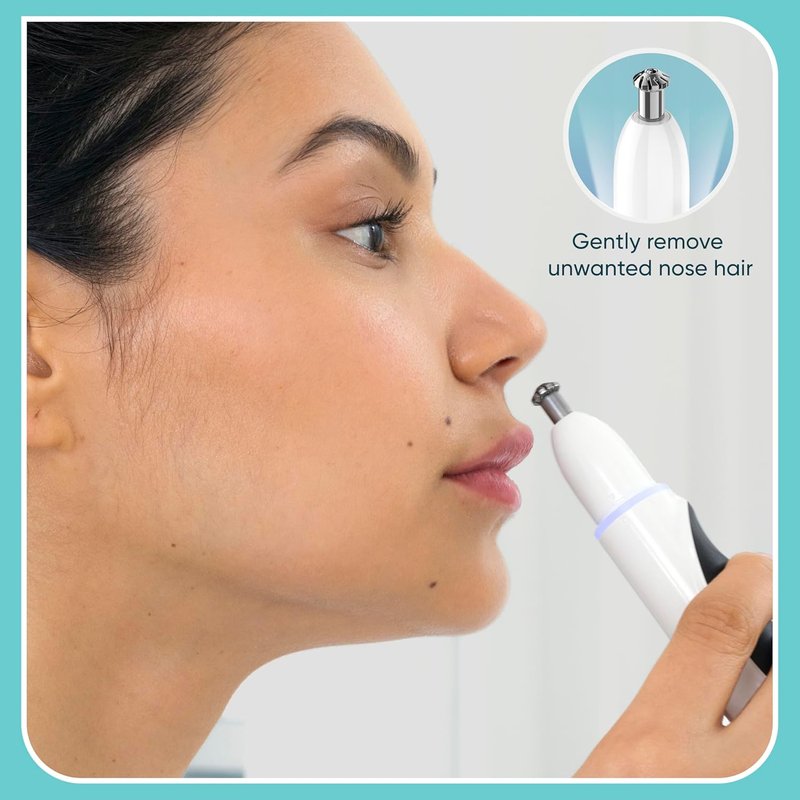 Conair GIRLBOMB Nose Hair Trimmer - Battery-Operated Face Hair Removal for Women | Diamond-Shaped Blade, LED Light, White