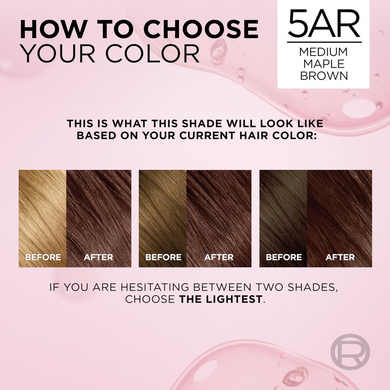L'Oreal Paris Excellence Crème Permanent Hair Dye, Triple Care Hair Color with Hyaluronic Acid for 100% Gray Coverage, 5AR Medium Maple Brown, 1 Kit (Pack of 2) (Packaging May Vary)