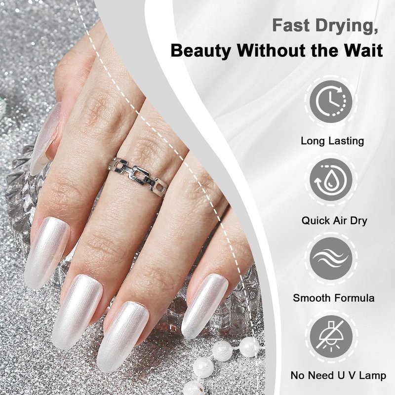 OpenLive 16.5ml White Glitter Nail Polish - Quick Dry, Long Lasting Shine for DIY Nail Art