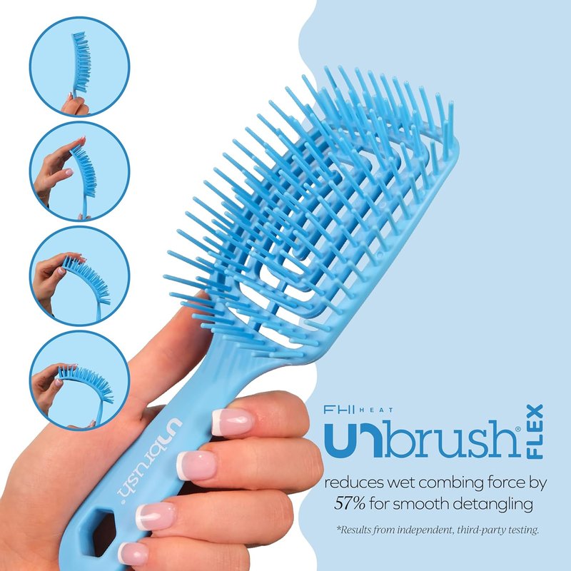 FHI Heat Detangling Brush - Ultra-Flexible Pain-Free Hair Tool with DuoFlex Anti-Static Bristles | Perfect for Tangles & Scalp Massage