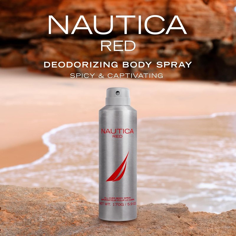 Nautica Deodorizing Body Spray for Men - Aromatic Fougere Fragrance with Black Pepper & Lavender | 6.0oz