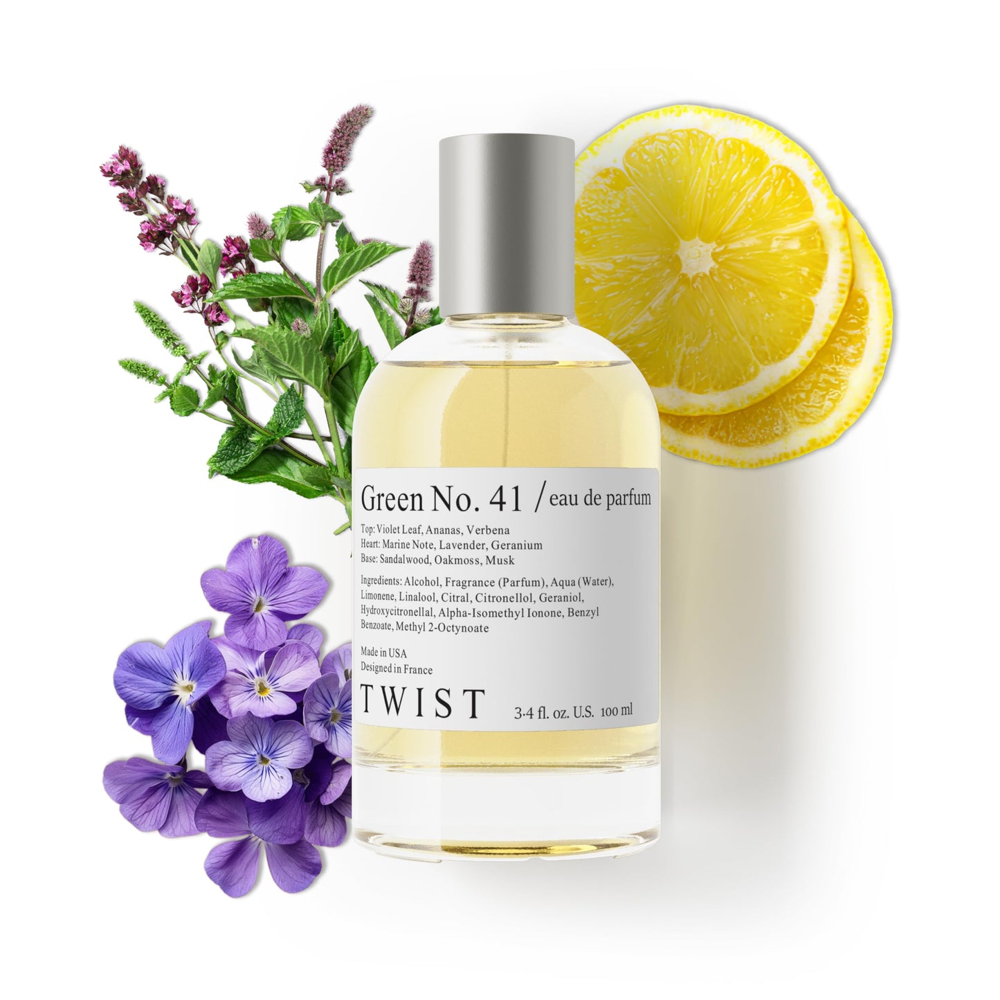 Twist Green No. 41 - Eau De Parfum Inspired by Creed's Green Irish Tweed, Long-Lasting Perfume For Men, Paraben Free, Vegan, Clean Ingredients, Fragrance - Spray 100 ml | 3.4 fl. oz.