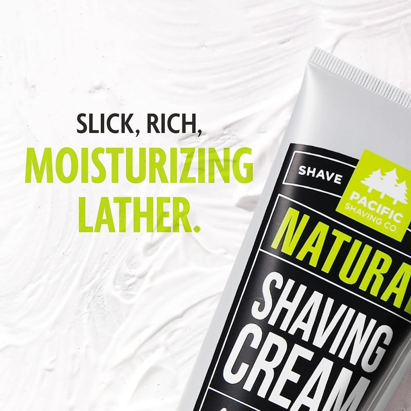 Pacific Shaving Company Natural Shaving Cream - Hydrating Shea Butter & Vitamin E Formula | 7 Oz, 3 Pack for Sensitive Skin