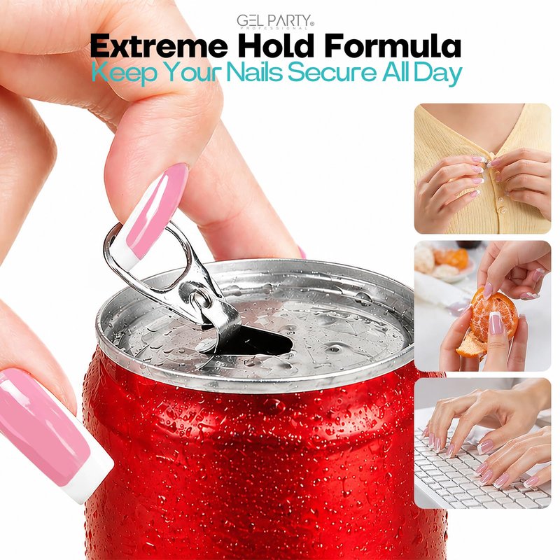 GELPARTY (8ml) Super Strong Brush On Nail Glue for Press On Nails & Tips – Quick Dry Clear Acrylic Nail Adhesive, Long Lasting Waterproof Bond for Fake Nails & Nail Art