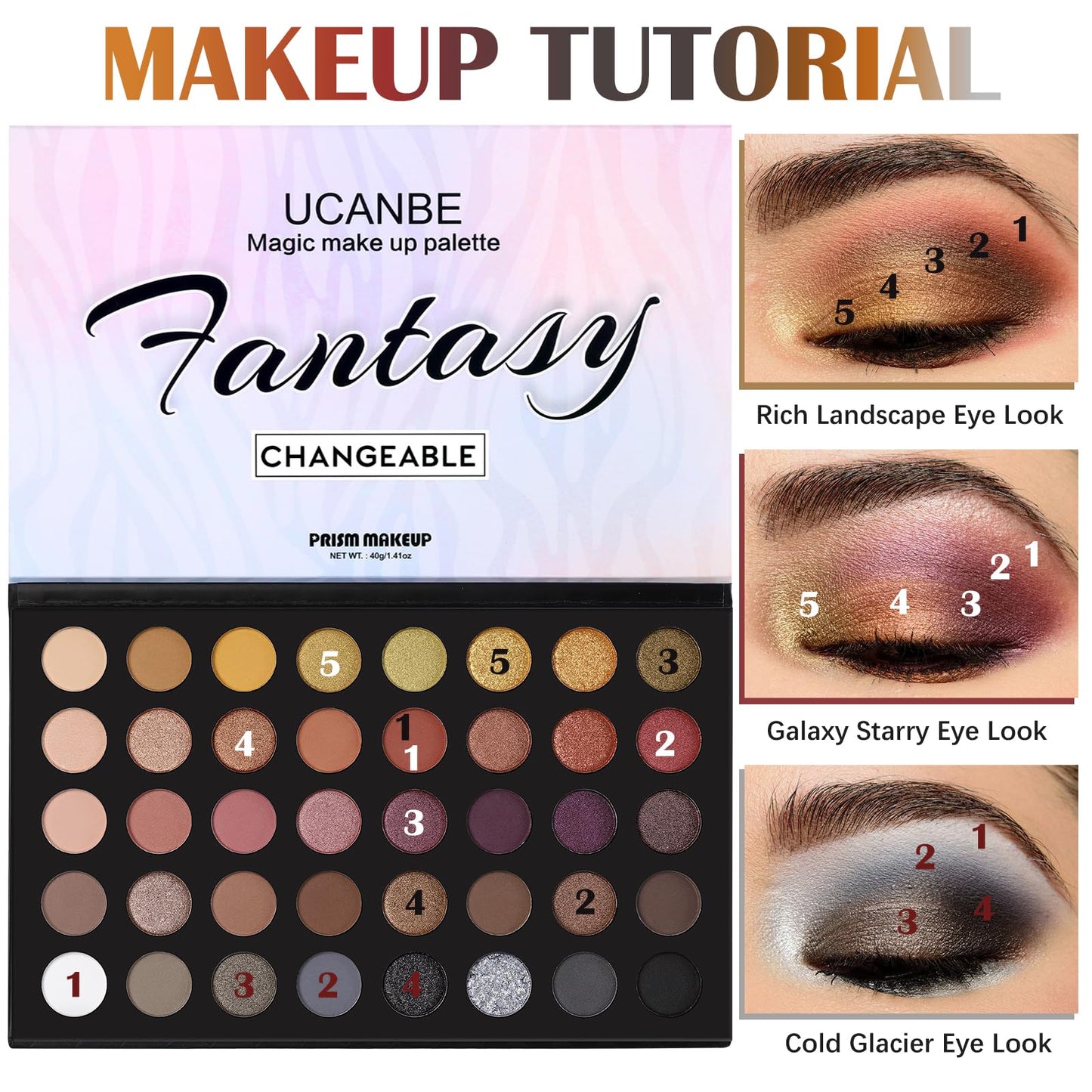 UCANBE Professional Neutral Smokey Eyeshadow Makeup Palette, Matte Shimmer Metallic Black Grey Dark Goth Eye Shadows for Halloween, Pigmented Warm Smoky Naked Nude Rosy Gold Brown Pallet Make Up Kit