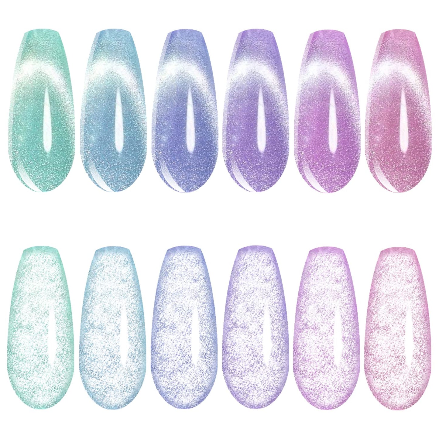 Vishine Galaxy Cat Eye Holographic Glitter Gel Nail Polish Set - 6 Colors, Soak Off, 8ml | Starry Sky Effect