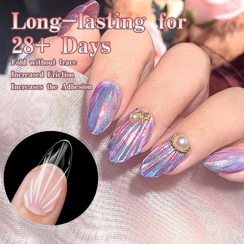 Shell Fake Nail Tips Almond Medium Soft Gel Nail Tips 14 Sizes Pre-Shaped Full Cover Clear Acrylic Press on False Nails Extension Tips for Woman DIY 140PCS