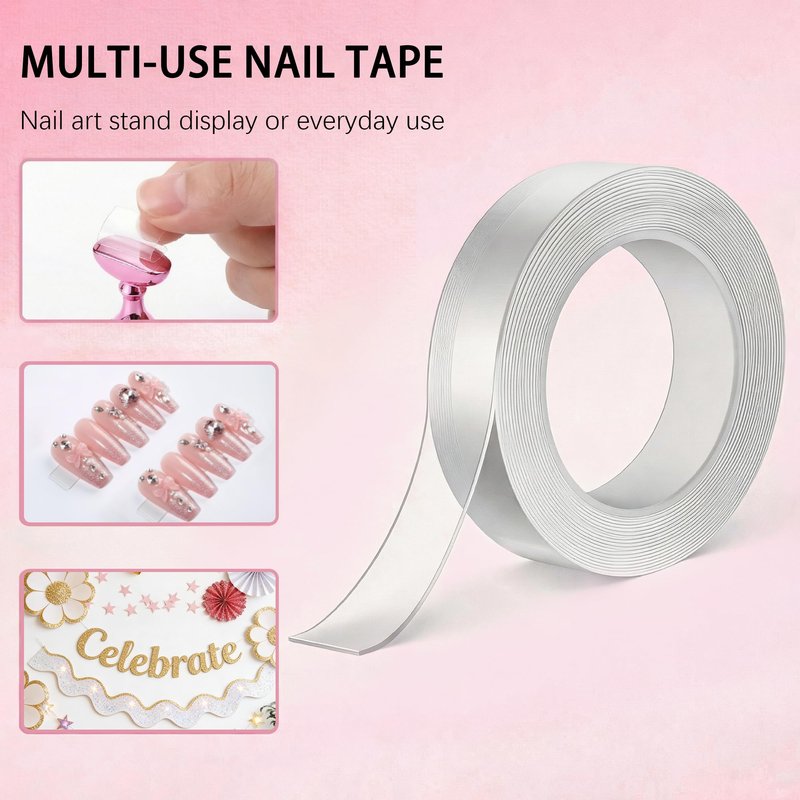 Difenni Nail Stand for Press On Nail Holder for Painting Nails Magnetic Nail Tips Practice Holder with 2 Pcs Double-sided Tape for DIY Painting (Pink B)