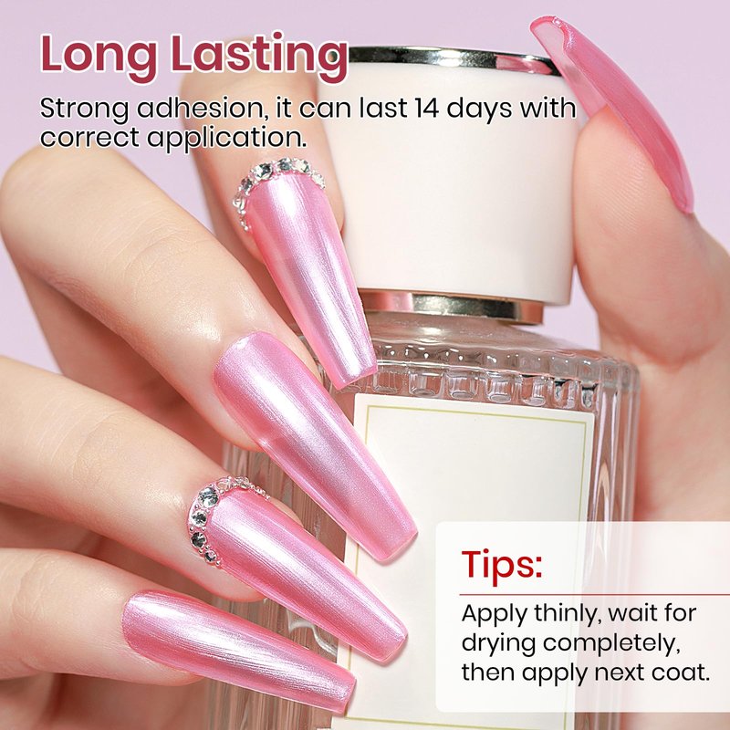 MIZHSE Pearlescent Rose Pink Nail Polish, Quick Dry Pearl Nail Polish, Air Fast Drying 15ml Nail Lacquer Non Gel Oil-based Nail Art Manicure Home DIY
