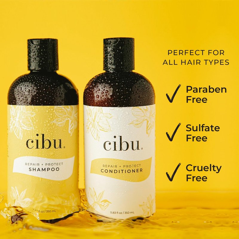 CIBU Repair + Protect Shampoo and Conditioner Set - Safe for Color-Treated Hair, Paraben Free, and Sulfate Free Shampoo and Conditioner for Women - Restores Damaged Hair and Protects from Breakage