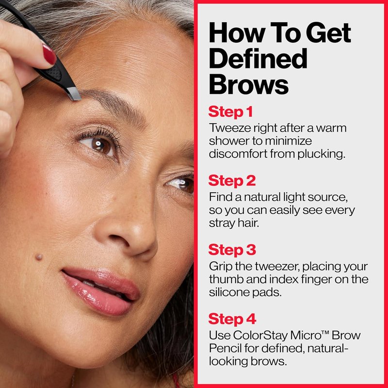 Revlon Comfort & Control Tweezer - Easy Grip Eyebrow Tool for Precise Hair Removal | 1 Count