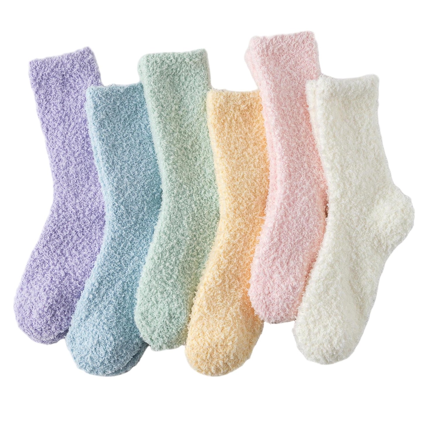 Tofox 6 Pairs Fuzzy Socks For Women Soft Home Slipper Socks Fluffy Sleeping Socks