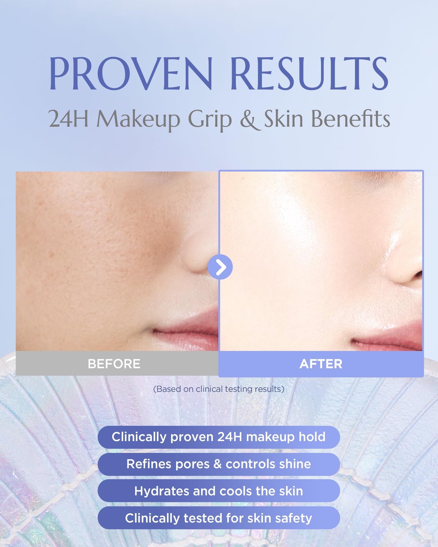 Vitkle Aurora Glow Grip Primer Prep - Korean Illuminating Makeup Base for Radiant Skin - 8-Layer Hyaluronic Acid and Ceramides - Pore Minimizing, Sebum Control, Long Lasting Makeup, 1.01 fl.oz.