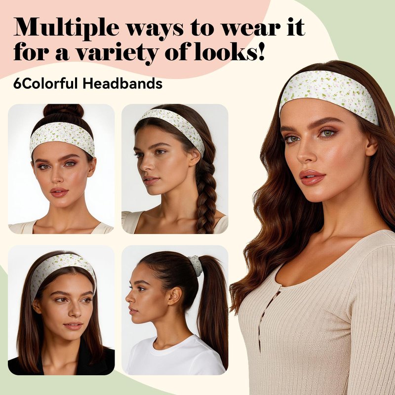 Headbands for Women, Non-Slip Summer-Exclusive Head Bands, Soft Elastic Cotton Wide Hair Bands for Girls, Floral Stripe Heart Thin Hair Accessories for Running, Sports, Workout, Fashion & Daily Wear