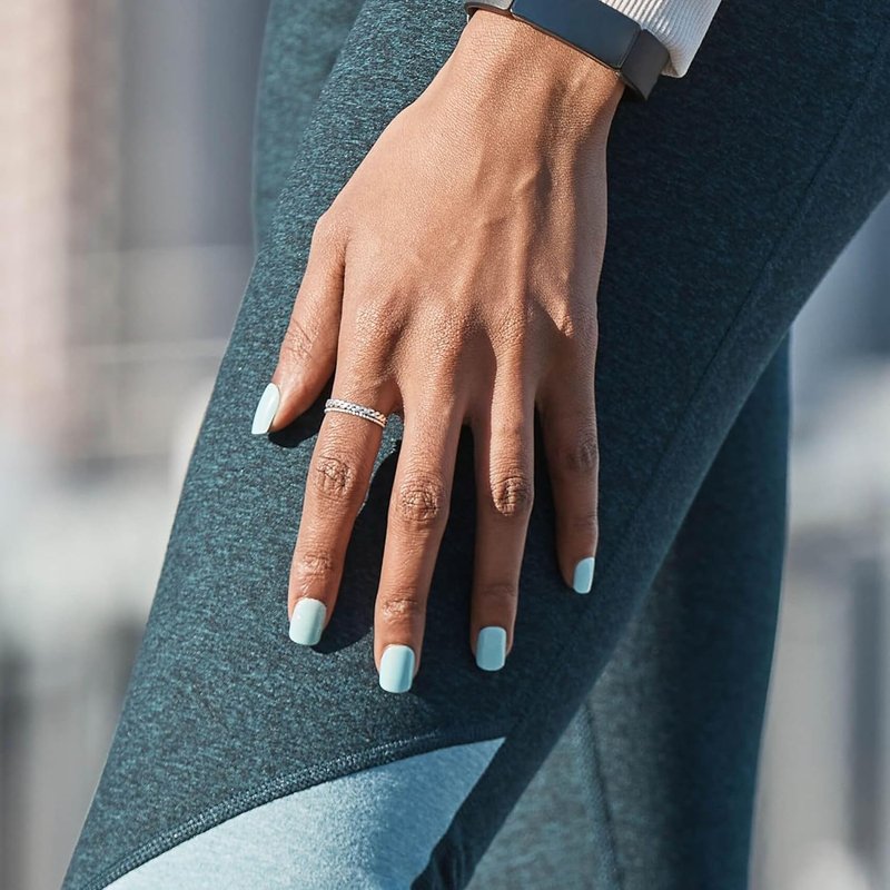 Kiss Impress No Glue Press-On Nails - 'Rain Check' Blue Squoval Design | Short Size, 30 Nails & Accessories