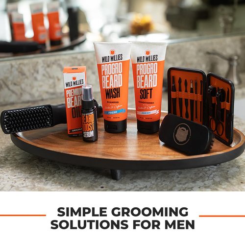 Wild Willies Beard Straightener for Men - 3 Temperature Settings, Tourmaline Ceramic Heated Beard Brush & Hot Comb - Portable, Ionic Technology, Coarse & Curly Hair, 400F - Grooming Tool
