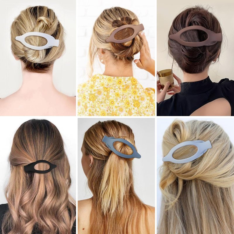 CHANDAT Flat Hair Clip 6 pcs Lay Down Claw Clips Hair Accessories for Women -Brown Blue