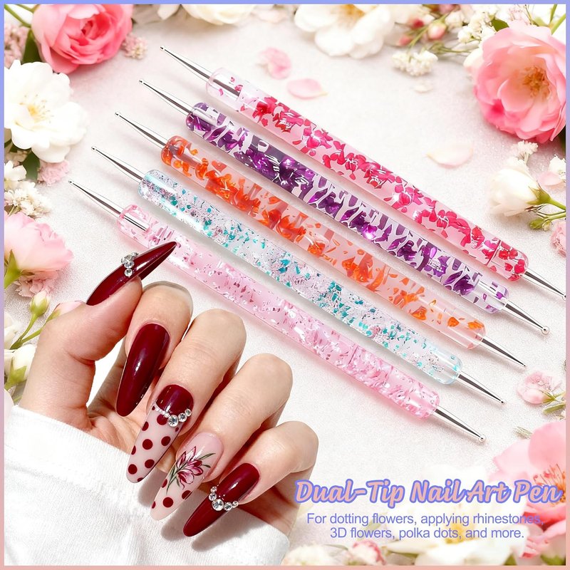 Nail Art Pens & Brushes Set - 11PCS Black Dotting Tools for Fine Drawing | UV Gel Polish Design Sizes 5/8/12/20/25mm