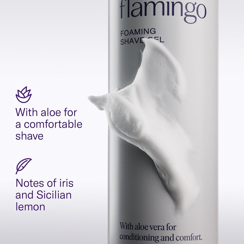 Flamingo Shaving Razor Set for Women - Original Razor Handle, 2 Blade Refills, Foaming Shaving Gel, and Shower Holder - Sage