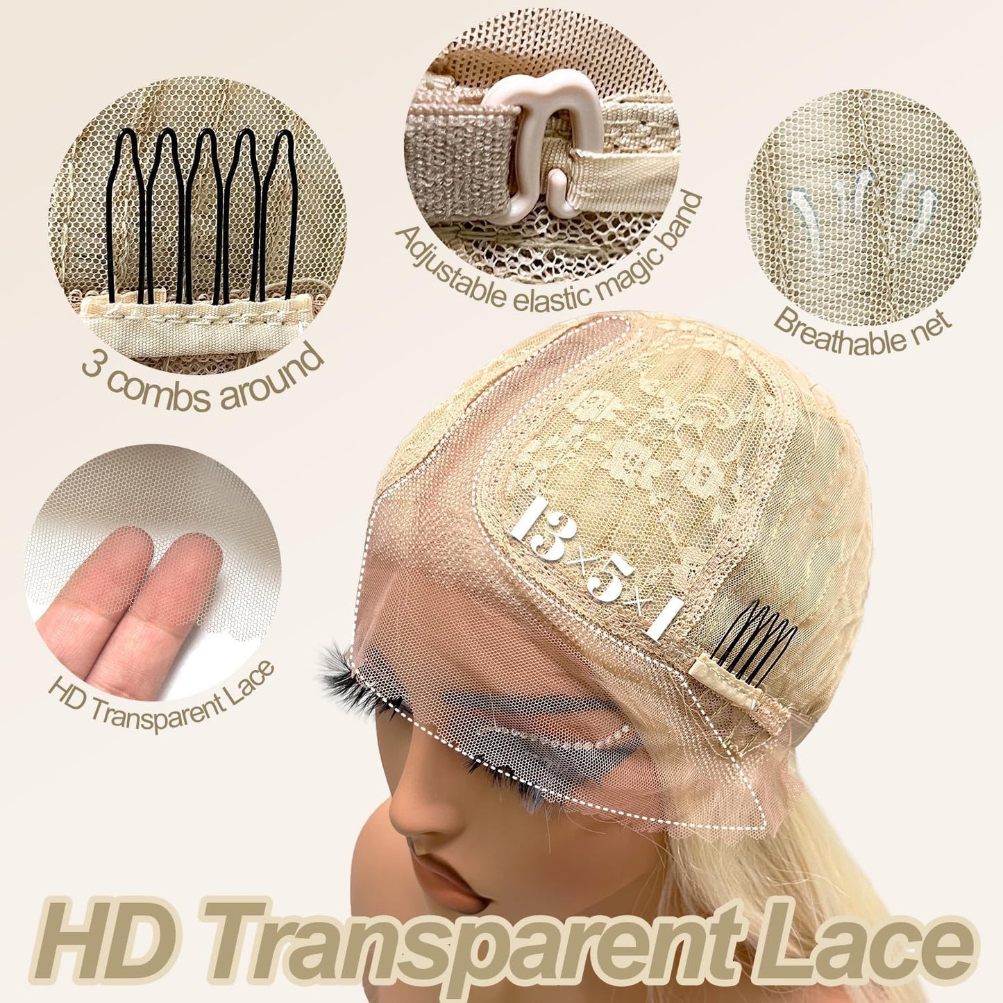 Su Mei.s Glueless Synthetic Lace Front Wig 26 Inches Long Straight Blonde Wigs for Black Women 13x5x1 HD Lace Hand Tied Pre Plucked Hairline (#613 Blonde, 26 Inch)