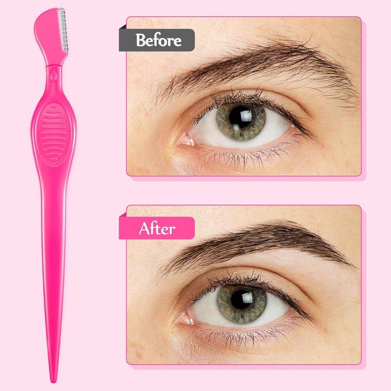 Mudder Eyebrow Razor Set - 21 Pcs Precision Facial Trimmers for Women | Makeup Care Tools (Rose Red)