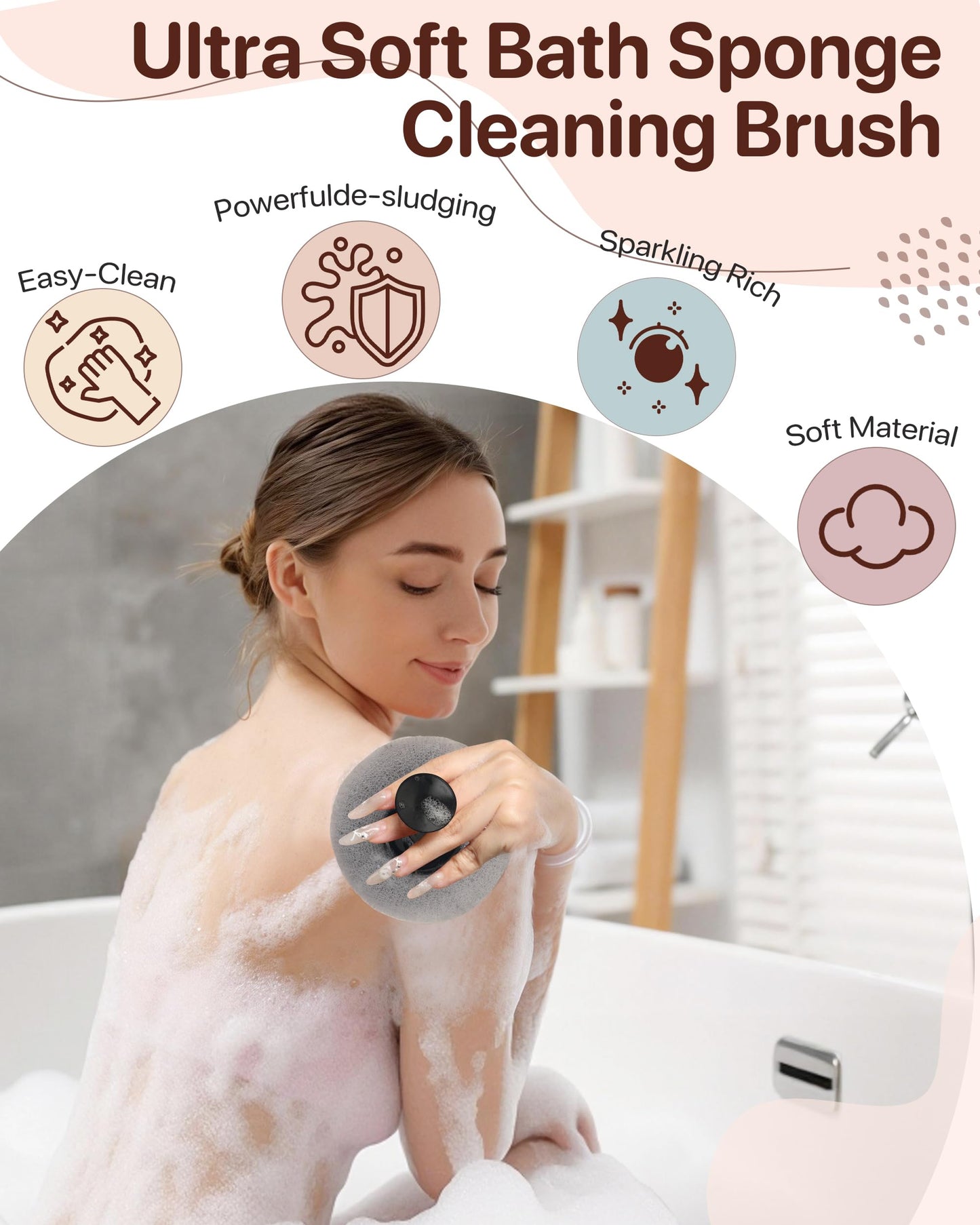Super Soft Sunflower Suction Cup Bath Sponge loofah, 2026 Upgraded 2-in-1 Sunflower Ball Exfoliating Bath Sponge Cleaning Brush, Mesh Shower Body Sponge Accessories for Women, Men Shower (Black+Grey)