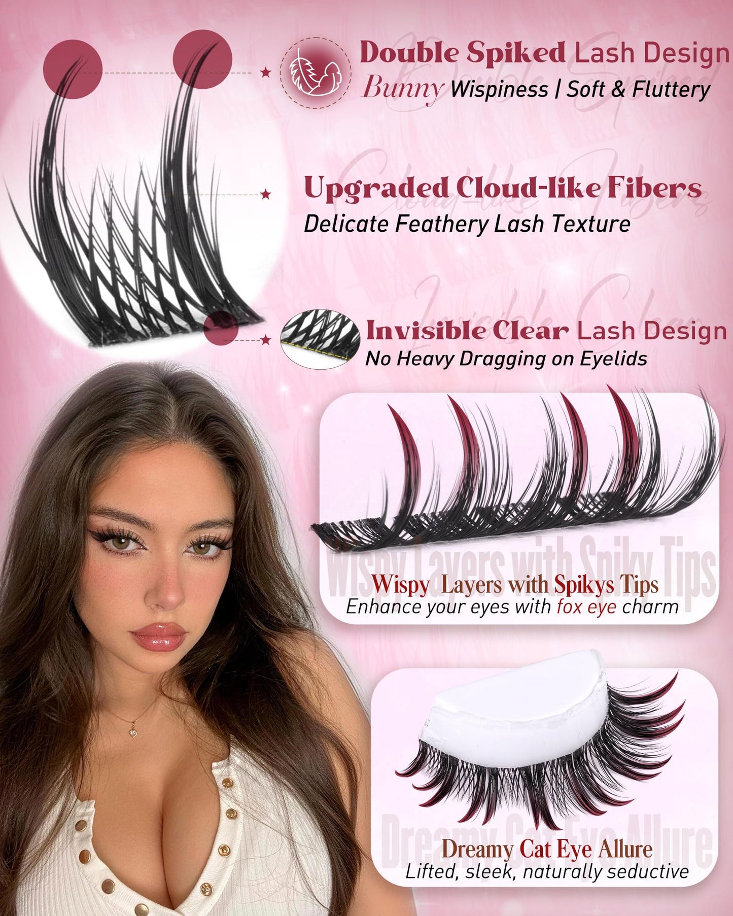 Wispy Lash Clusters Natural Manga Eyelash Clusters Fairy Spiky Individual Lashes Anime Cluster Eyelash Extensions 8-16MM 132PCS Invisible Band Eyelash Extensions by zenotti