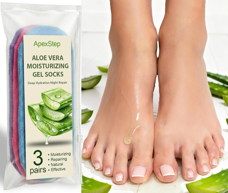 Aloe Vera Gel Socks - Deep Hydrating Moisturizing Foot Care | Fits Women 6-10 / Men 5-9