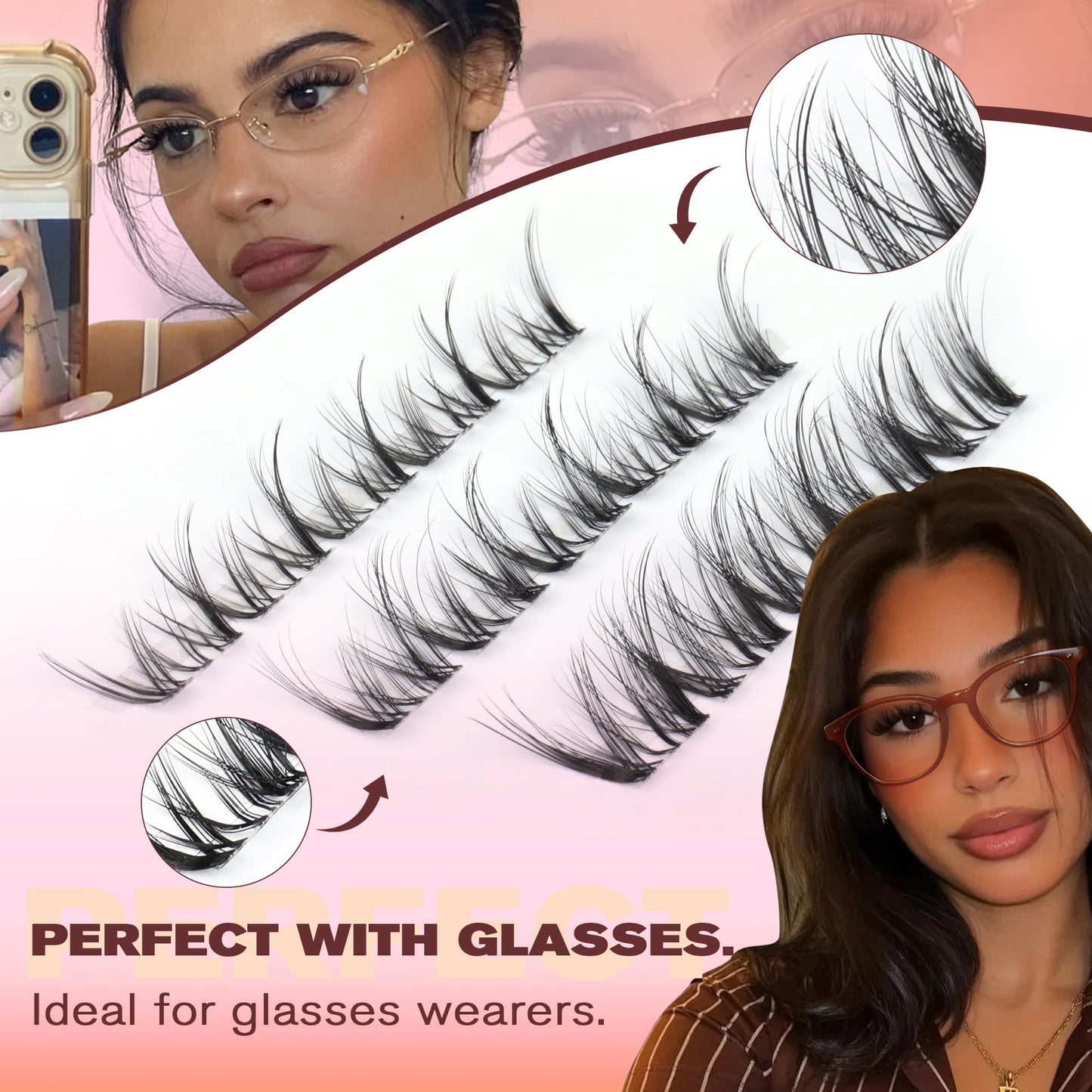 Spider Lash Clusters Natural Eyelash Clusters Wispy Lash Clusters DIY 10-14mm Cluster Eyelash Extensions Reusable Soft Individual Lashes for Natural Daily Makeup, Clean Girl Look by Focipeysa Lashes