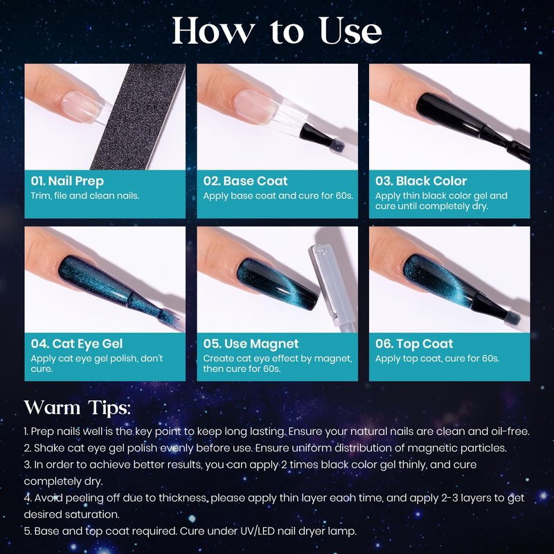 MIZHSE 8 Colors 9D Cat Eye Gel Nail Polish, Magnetic Gel Polish Kit with Magnet Stick, Galaxy Glitter Chameleon Effect Silk Velvet Cat Eye Nail Polish Soak Off Nail Art Design Ladies Gift
